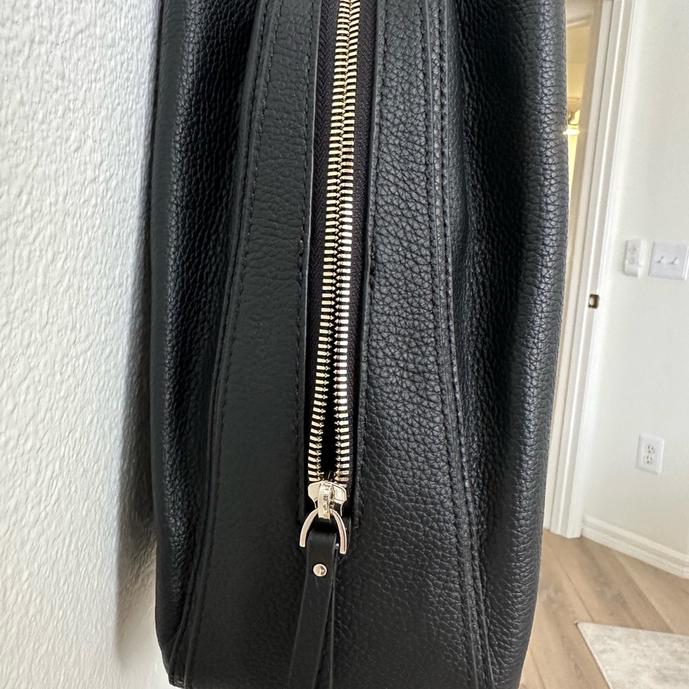 NWOT QUINCE Italian Black Leather Triple Compartment Work Bag - Picture 10 of 13